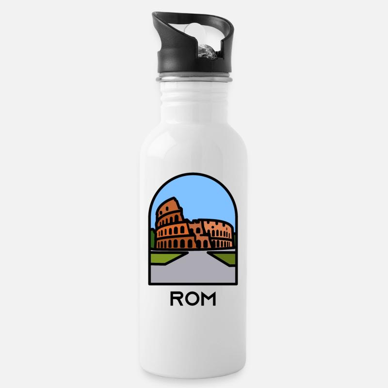 Rome - Colosseum - Water bottle with straw - white