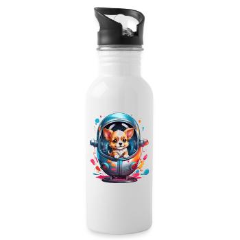 Space puppy in spacesuit - Water bottle with straw - white - Right