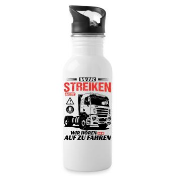 Protest Demo Streik für Spediteure und LKW Fahrer - Trinkflasche mit integriertem Trinkhalm - Weiß - Rechts