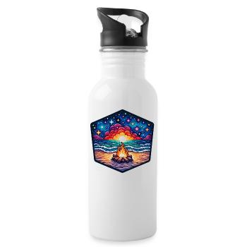 Lebendiges Lagerfeuer am Meer - Trinkflasche mit integriertem Trinkhalm - Weiß - Rechts