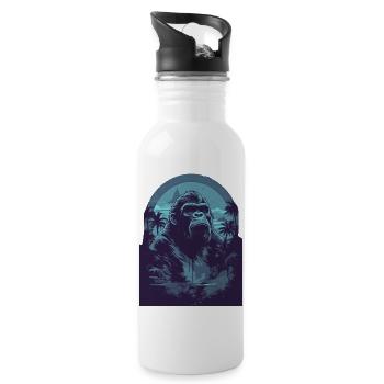 Blue Gorrile - Water bottle with straw - white - Right