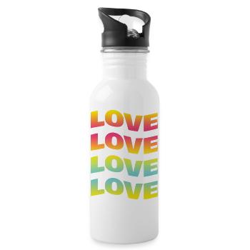 t-shirt love t-shirt love Liebe amour amor - Gourde avec paille intégrée - blanc - Droite