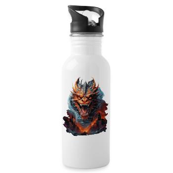 DRAGON MIDNIGHT BLAZE: CITY IN FLAMES AND HAVOC - Water bottle with straw - white - Right
