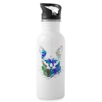 Colorful Cats - Water bottle with straw - white - Right
