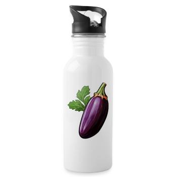 Aubergine - Gourde avec paille intégrée - blanc - Droite