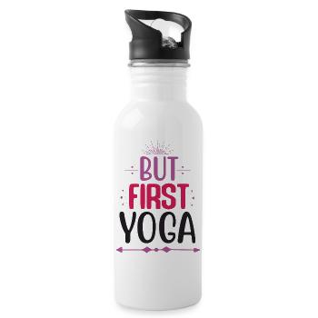 Aber zuerst Yoga - Trinkflasche mit integriertem Trinkhalm - Weiß - Rechts