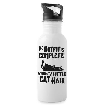 No outfit is complete without a little cat hair - Water bottle with straw - white - Right