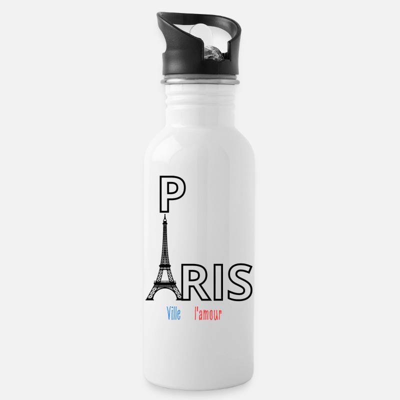 Paris - Trinkflasche mit integriertem Trinkhalm - Weiß