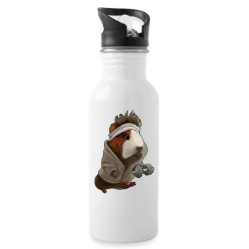 Guinea Pig Sport Design – Funny & Cute - Water bottle with straw - white - Right