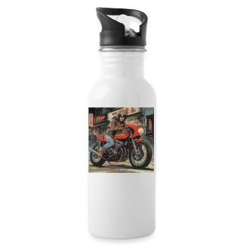 KraftFahrKonsul "Dicke Berta" - Trinkflasche mit integriertem Trinkhalm - Weiß - Rechts