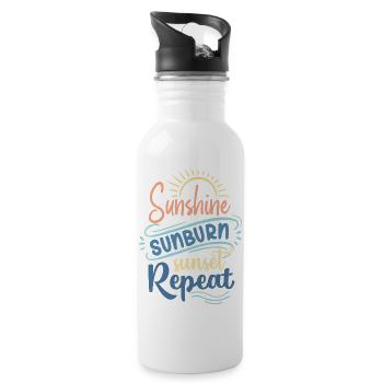 Sonnenschein Sonnenbrand Sonnenuntergang Wiederholung - Trinkflasche mit integriertem Trinkhalm - Weiß - Rechts