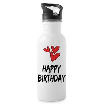 HAPPY BIRTHDAY. HAPPY BIRTHDAY. ANNIVERSARY. - Water bottle with straw - white - Right