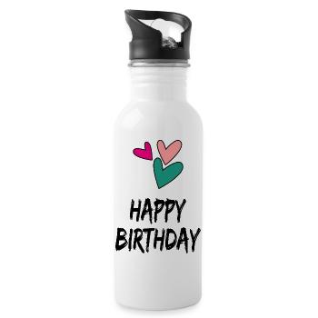 HAPPY BIRTHDAY. HAPPY BIRTHDAY. ANNIVERSARY. - Water bottle with straw - white - Right