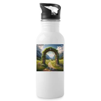 Torbogen in der Natur - Trinkflasche mit integriertem Trinkhalm - Weiß - Rechts