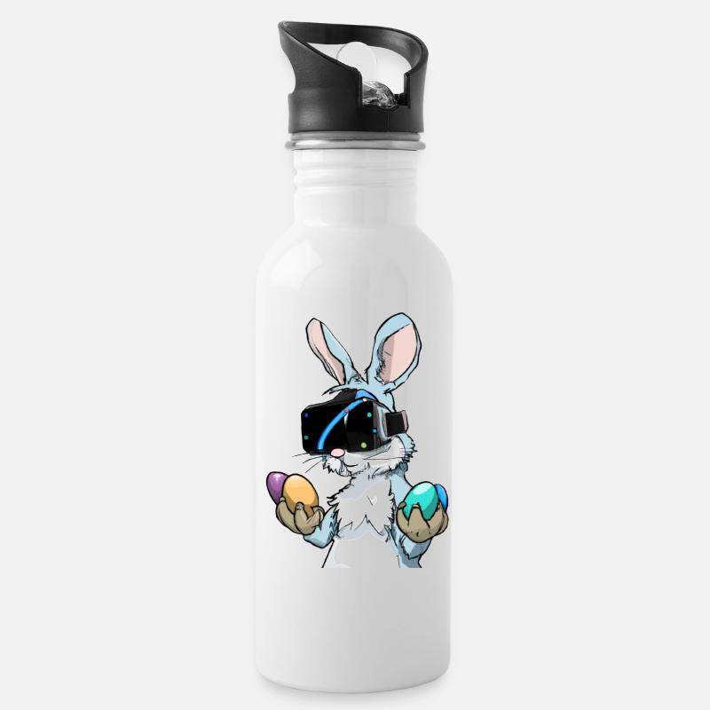 Easter Bunny _ 01 - Water bottle with straw - white