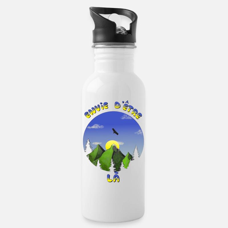 envie d'être là - montagne sapins - version 2024 - Gourde avec paille intégrée - blanc