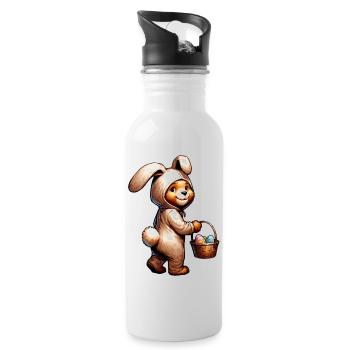 Osterhase Bär – Süßes Plüschtier mit Eierkorb - Trinkflasche mit integriertem Trinkhalm - Weiß - Rechts