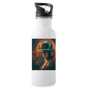 Futuristische Frau mit VR-Headset - Trinkflasche mit integriertem Trinkhalm - Weiß - Rechts