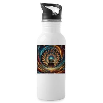 Kosmischer Retro Computer Kunstwerk - Trinkflasche mit integriertem Trinkhalm - Weiß - Rechts