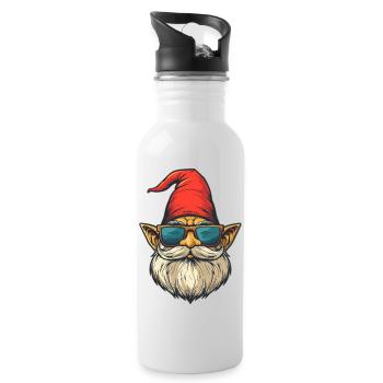 Funny garden gnome with sunglasses - Water bottle with straw - white - Right