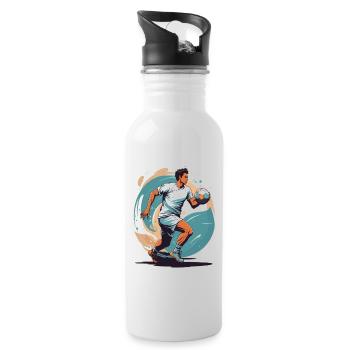 Handball Player Streetwear Iconic Style Design - Water bottle with straw - white - Right