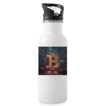 Futuristische Bitcoin-Energie - Trinkflasche mit integriertem Trinkhalm - Weiß - Rechts