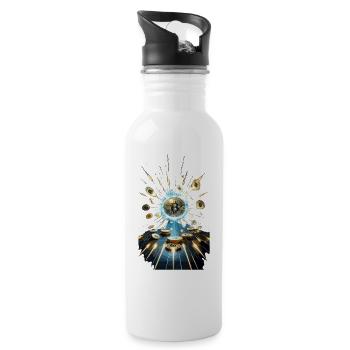 Bitcoin Explosion Digital Art Design - Water bottle with straw - white - Right