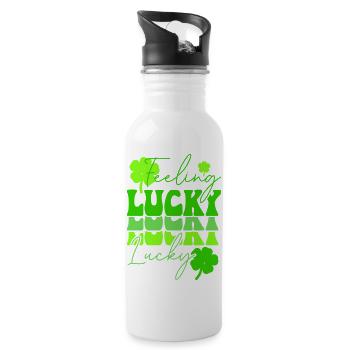 Feeling Lucky St Patricks Day - Water bottle with straw - white - Right
