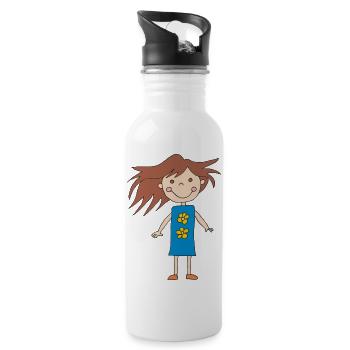 mädchen klein - Trinkflasche mit integriertem Trinkhalm - Weiß - Rechts