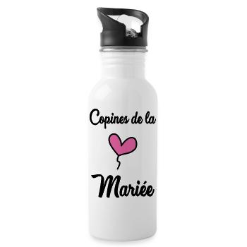 FREUNDIN. ZUKÜNFTIGE BRAUT. Junggesellinnenabschied. HOCHZEIT. MANNSCHAFT - Trinkflasche mit integriertem Trinkhalm - Weiß - Rechts