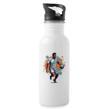 Handball Player Streetwear Iconic Style - Water bottle with straw - white - Right