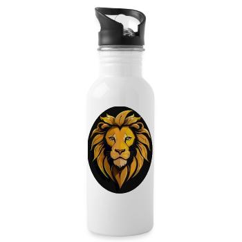 Löwe - Trinkflasche mit integriertem Trinkhalm - Weiß - Rechts
