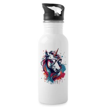 Impression d’art licorne colorée - Gourde avec paille intégrée - blanc - Droite