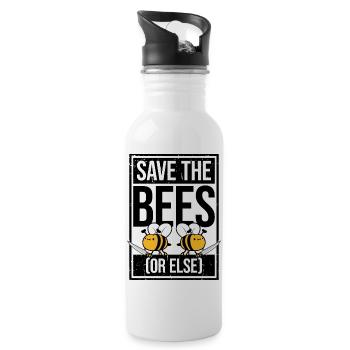 Rettet die Bienen oder sonst Messer Lustig Niedliche Biene Imker - Trinkflasche mit integriertem Trinkhalm - Weiß - Rechts