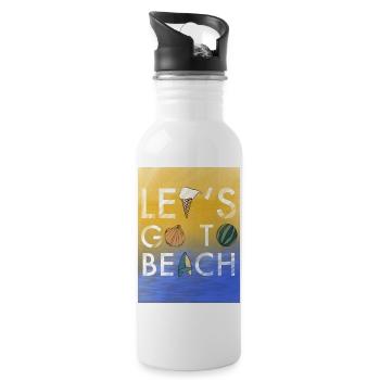 Lets Go to beach - Trinkflasche mit integriertem Trinkhalm - Weiß - Rechts