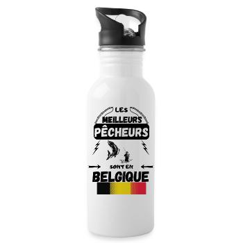 THE BEST FISHERMEN ARE IN BELGIUM - Water bottle with straw - white - Right