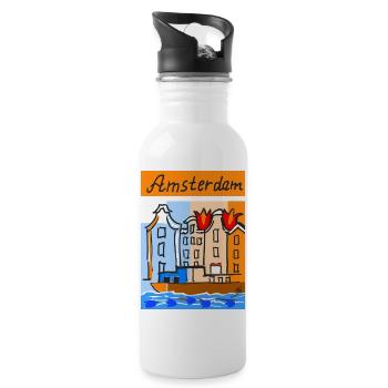 EG Tulpen I Amsterdam I Tulpenfest I Urlaub - Trinkflasche mit integriertem Trinkhalm - Weiß - Rechts