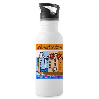EG Tulpen I Amsterdam I Blumen I Urlaub - Trinkflasche mit integriertem Trinkhalm - Weiß - Rechts