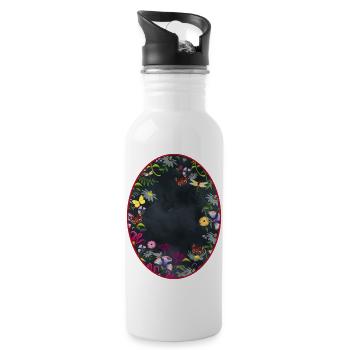 Oval Frame Garden with Black Background - Water bottle with straw - white - Right