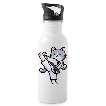 Karate Kitty: Die katzenartige Kämpferin - Trinkflasche mit integriertem Trinkhalm - Weiß - Rechts