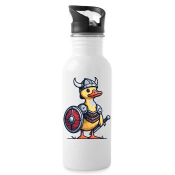 Viking Quacksalber: Die Ente von Walhalla - Trinkflasche mit integriertem Trinkhalm - Weiß - Rechts