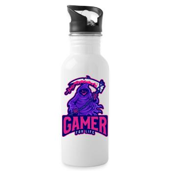 Gamer For Life - Water bottle with straw - white - Right