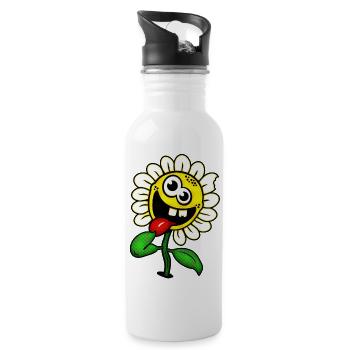 Drôle de fleur heureuse / fleur folle - Gourde avec paille intégrée - blanc - Droite