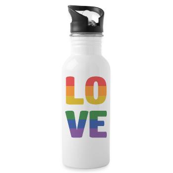 LGBT Pride Month - Love is Love - Water bottle with straw - white - Right