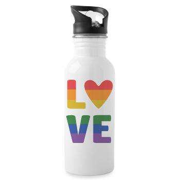 Mois de la fierté LGBT - Love is Love - Gourde avec paille intégrée - blanc - Droite