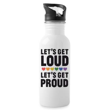 LGBT Pride Month - Let's get Loud, let's get proud - Water bottle with straw - white - Right