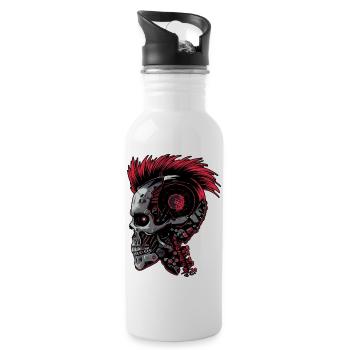 Horreur Punk Zombie cyborg - Gourde avec paille intégrée - blanc - Droite