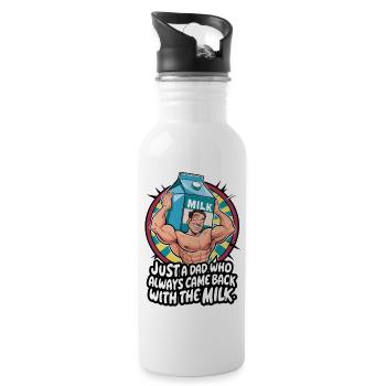 Just a dad who - funny dad design - Water bottle with straw - white - Right