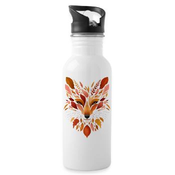 Tête de renard conçue à partir de différentes feuilles - Gourde avec paille intégrée - blanc - Droite