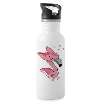 Écolier, Flamant rose - Gourde avec paille intégrée - blanc - Droite